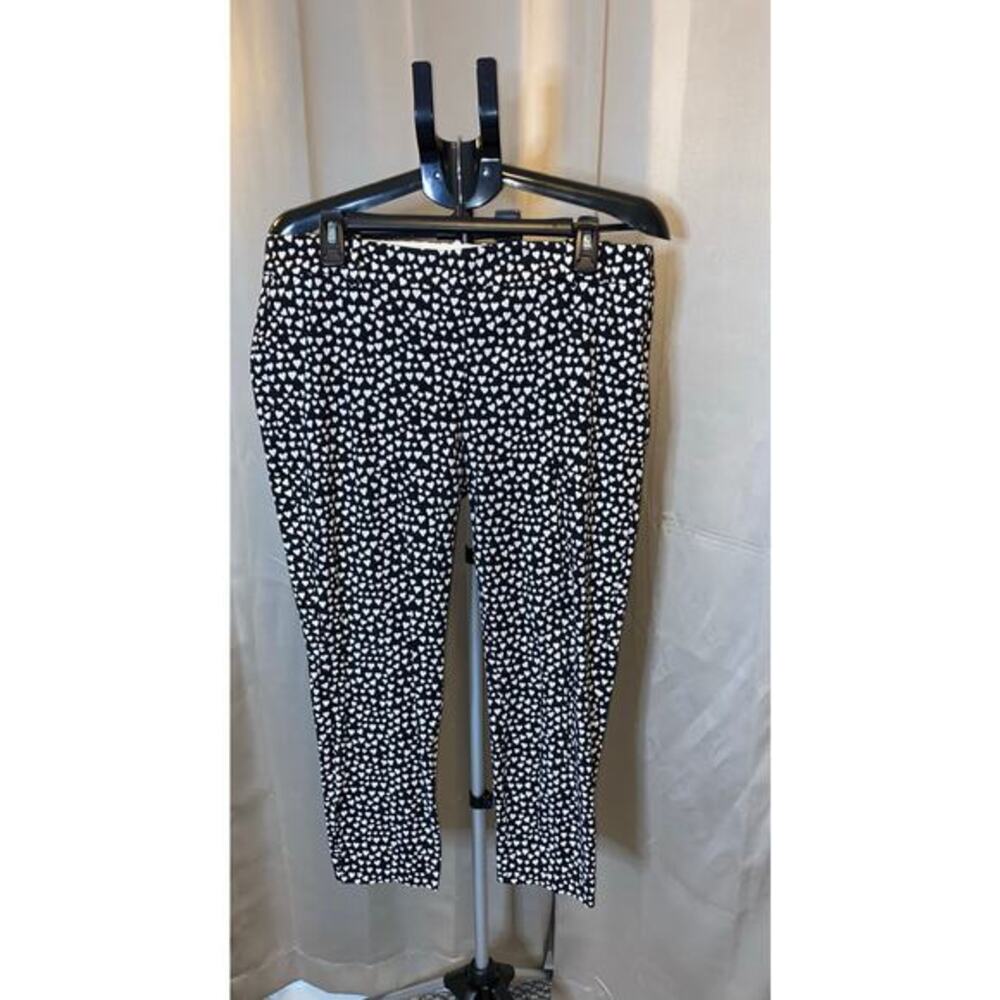 J.Crew Mercantile Heart Print Ankle Pants Size 12 Side Zip Cropped - Picture 2 of 9